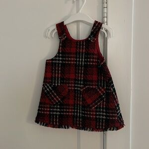 Plaid woven jumper dress